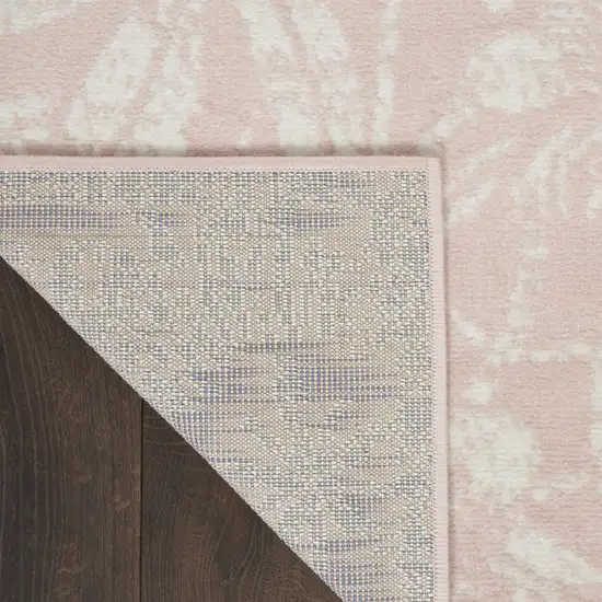 Pink and Ivory Floral Distressed Area Rug Photo 7