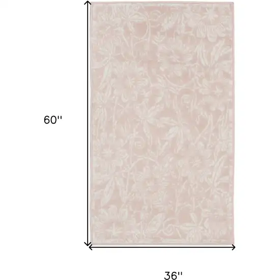 Pink and Ivory Floral Distressed Area Rug Photo 3