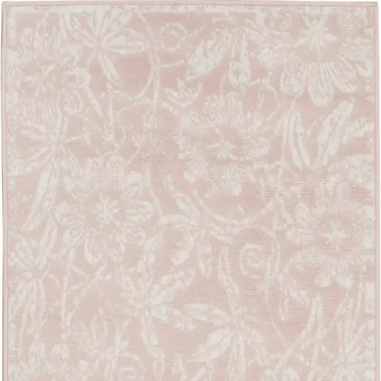 Pink and Ivory Floral Distressed Area Rug Photo 6