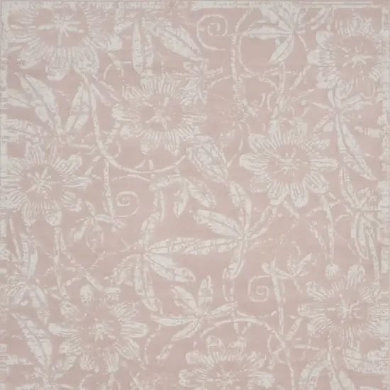 Pink and Ivory Floral Distressed Non Skid Area Rug Photo 6