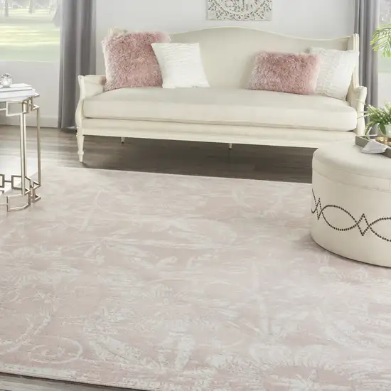 Pink and Ivory Floral Distressed Non Skid Area Rug Photo 9