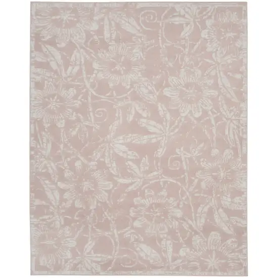 Pink and Ivory Floral Distressed Non Skid Area Rug Photo 2