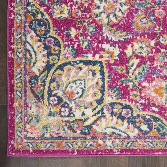 Pink and Ivory Medallion Area Rug Photo 2