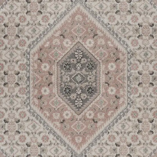 Pink and Ivory Medallion Area Rug Photo 8