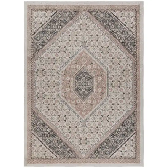 Pink and Ivory Medallion Area Rug Photo 5