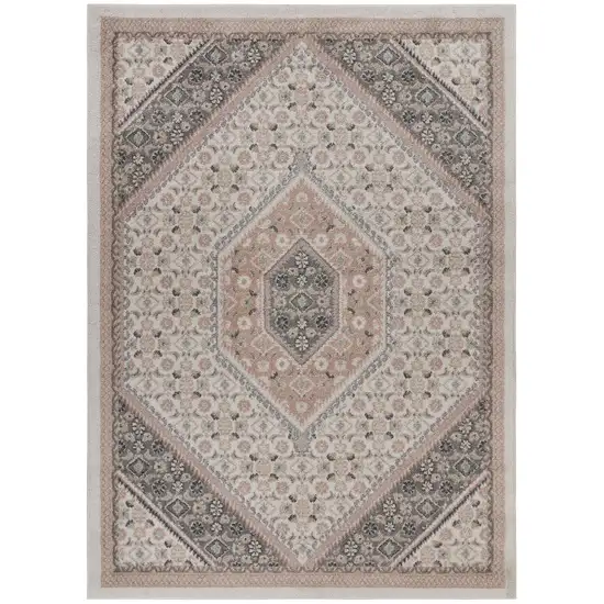 Pink and Ivory Medallion Area Rug Photo 2