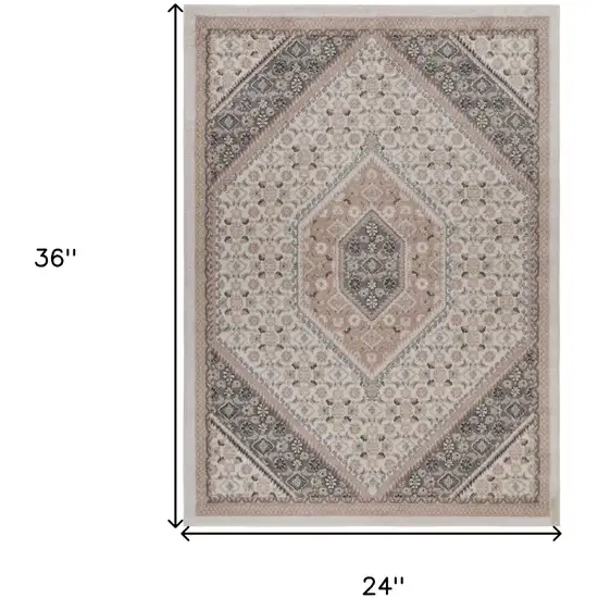 Pink and Ivory Medallion Area Rug Photo 3