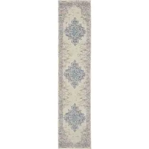 Photo of Pink and Ivory Medallion Power Loom Runner Rug