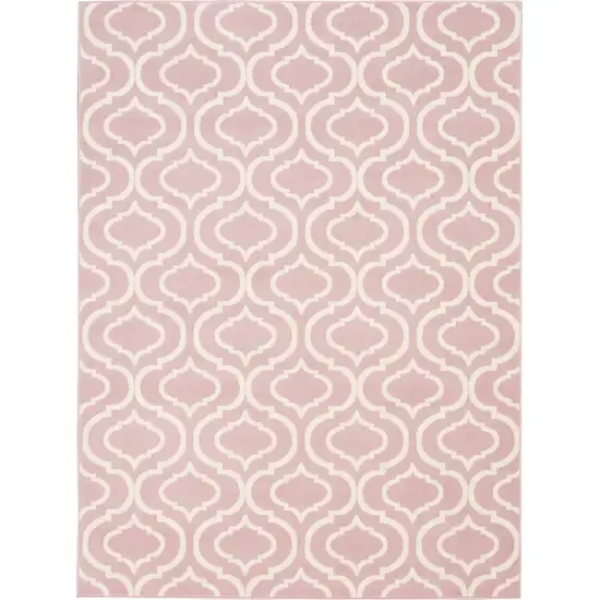 Pink and Ivory Moroccan Power Loom Area Rug Photo 2