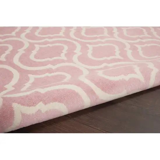 Pink and Ivory Moroccan Power Loom Area Rug Photo 6