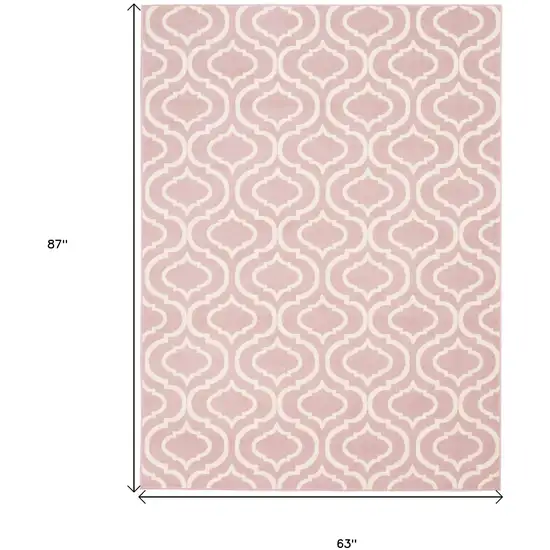 Pink and Ivory Moroccan Power Loom Area Rug Photo 3