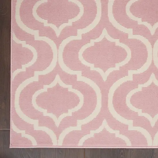 Pink and Ivory Moroccan Power Loom Area Rug Photo 9