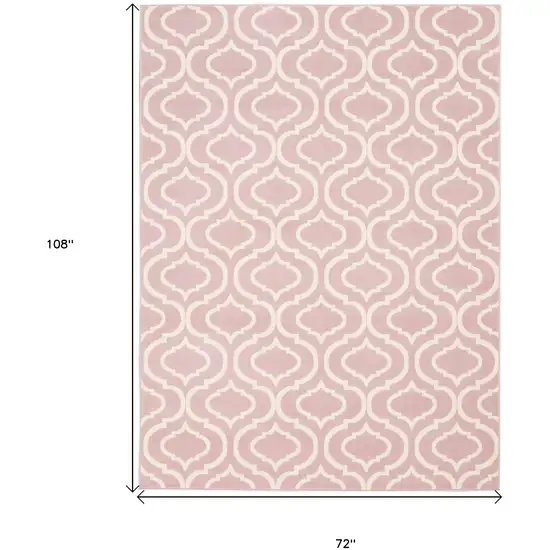 Pink and Ivory Moroccan Power Loom Area Rug Photo 3