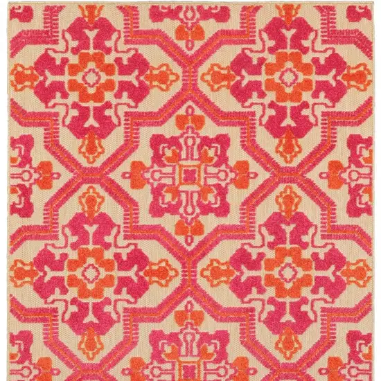 Pink and Orange Medallion Indoor Outdoor Area Rug Photo 4