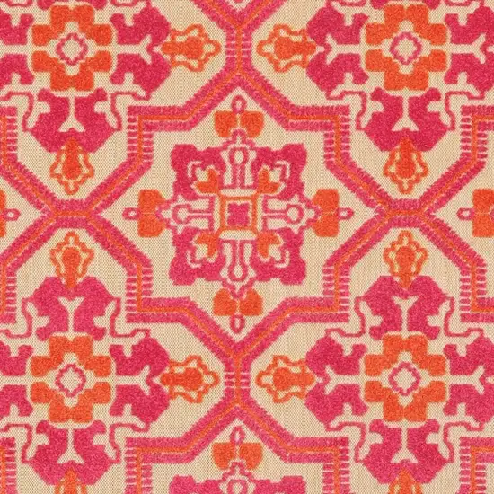 Pink and Orange Medallion Indoor Outdoor Area Rug Photo 3