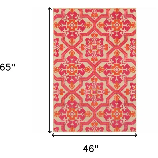 Pink and Orange Medallion Indoor Outdoor Area Rug Photo 7