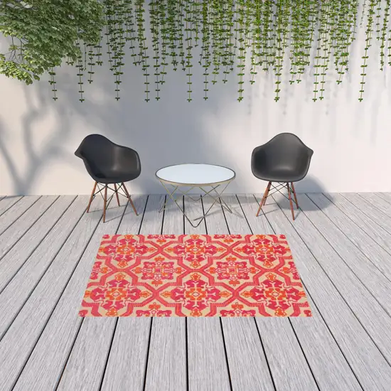 Pink and Orange Medallion Indoor Outdoor Area Rug Photo 4