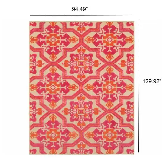 Pink and Orange Medallion Indoor Outdoor Area Rug Photo 5