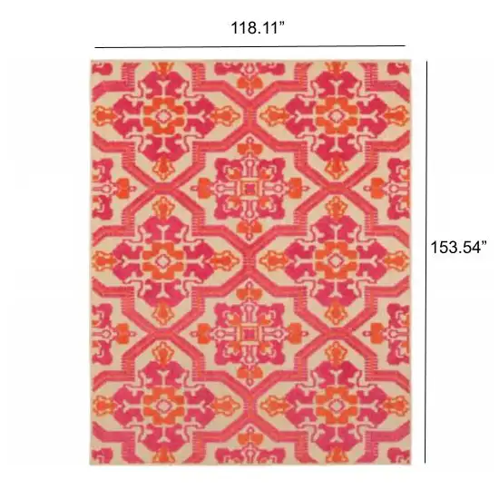 Pink and Orange Medallion Indoor Outdoor Area Rug Photo 5