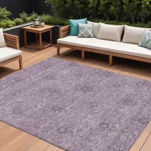 Photo of Plum And Purple Floral Washable Indoor Outdoor Area Rug