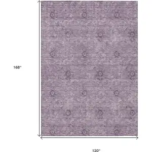 Photo of Plum And Purple Floral Washable Indoor Outdoor Area Rug