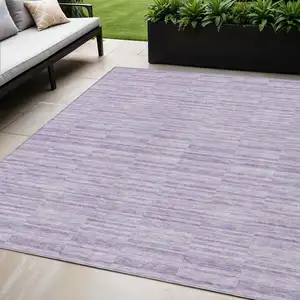 Photo of Plum And Purple Striped Washable Indoor Outdoor Area Rug