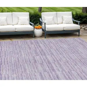 Photo of Plum And Purple Striped Washable Indoor Outdoor Area Rug