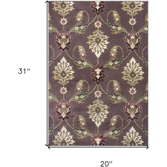 2'X3' Plum Machine Woven Floral Traditional Indoor Accent Rug Photo 8