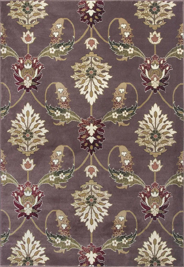 Plum Machine Woven Floral Traditional Indoor Accent Rug Photo 1