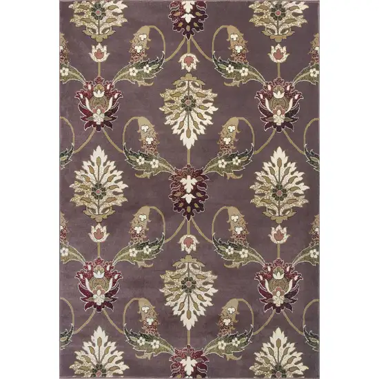 Plum Machine Woven Floral Traditional Indoor Accent Rug Photo 1