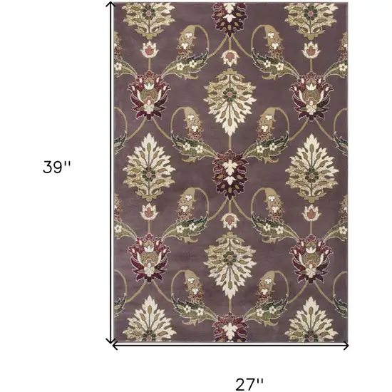 Plum Machine Woven Floral Traditional Indoor Accent Rug Photo 8