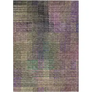 Photo of Plum Olive Green And Lavender Abstract Washable Indoor Outdoor Area Rug