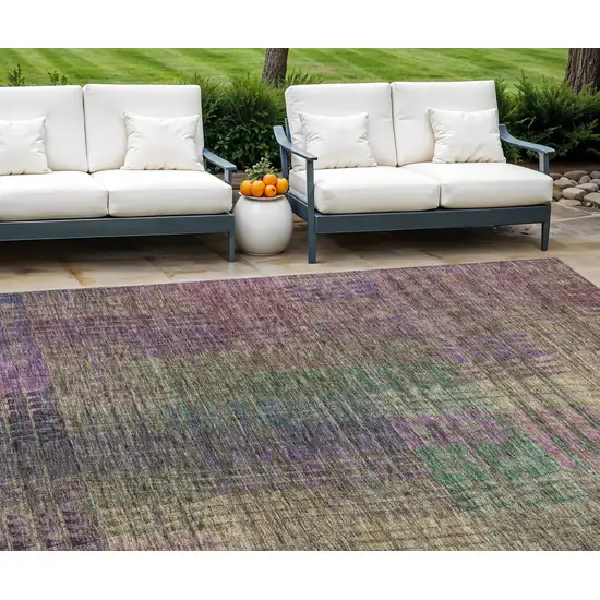 Plum Olive Green And Lavender Abstract Washable Indoor Outdoor Area Rug Photo 1