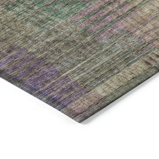 Plum Olive Green And Lavender Abstract Washable Indoor Outdoor Area Rug Photo 5