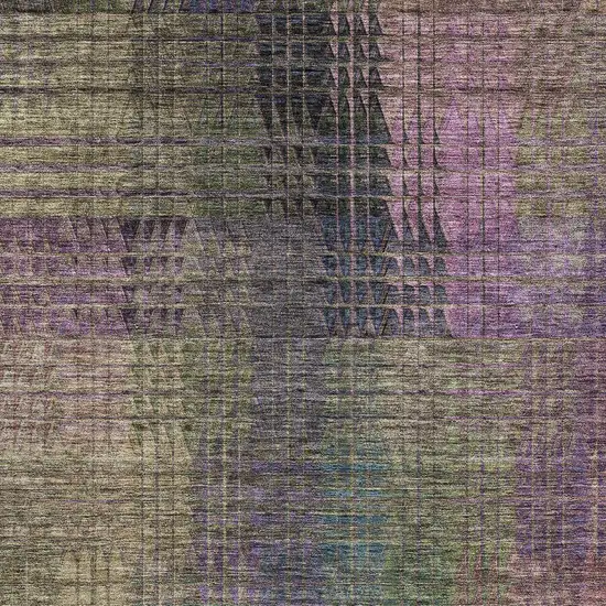 Plum Olive Green And Lavender Abstract Washable Indoor Outdoor Area Rug Photo 6