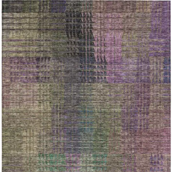 Plum Olive Green And Lavender Abstract Washable Indoor Outdoor Area Rug Photo 7