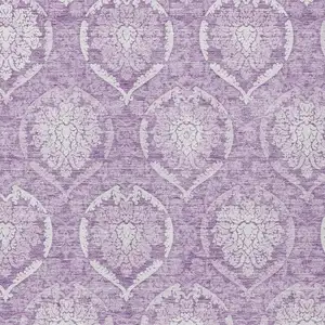 Photo of Plum Purple And Ivory Medallion Washable Indoor Outdoor Area Rug