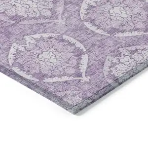 Photo of Plum Purple And Ivory Medallion Washable Indoor Outdoor Area Rug