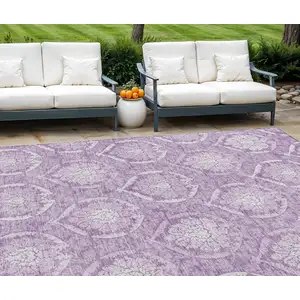 Photo of Plum Purple And Ivory Medallion Washable Indoor Outdoor Area Rug