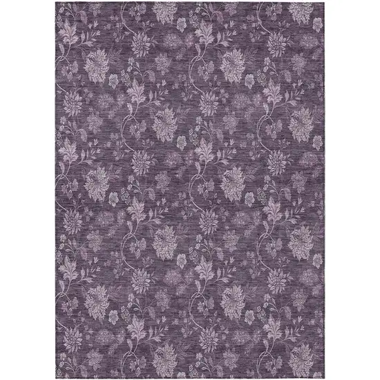 Plum Purple And Lavender Floral Washable Indoor Outdoor Area Rug Photo 2