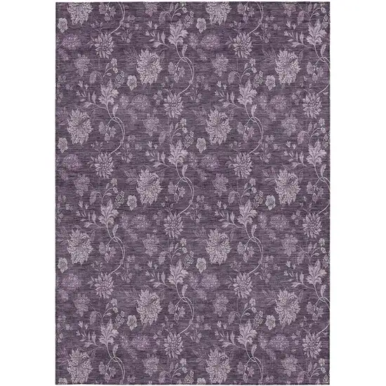 Plum Purple And Lavender Floral Washable Indoor Outdoor Area Rug Photo 7