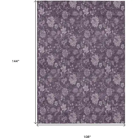 Plum Purple And Lavender Floral Washable Indoor Outdoor Area Rug Photo 3