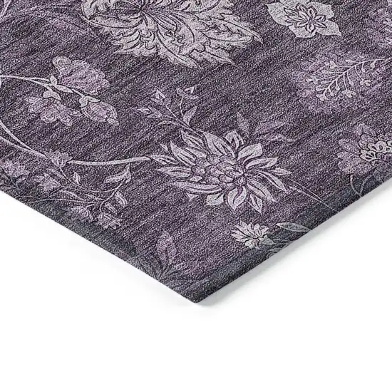 Plum Purple And Lavender Floral Washable Indoor Outdoor Area Rug Photo 5