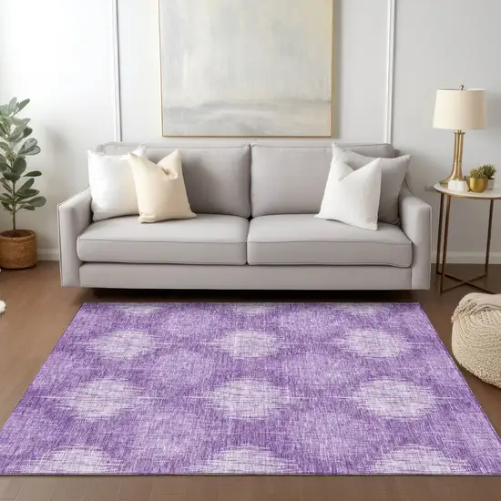 Plum Purple And Lavender Ikat Washable Indoor Outdoor Area Rug Photo 9