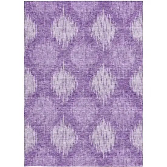 Plum Purple And Lavender Ikat Washable Indoor Outdoor Area Rug Photo 6