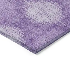 Photo of Plum Purple And Lavender Ikat Washable Indoor Outdoor Area Rug