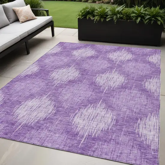 Plum Purple And Lavender Ikat Washable Indoor Outdoor Area Rug Photo 1