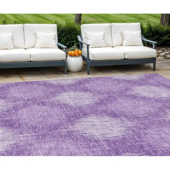 Plum Purple And Lavender Ikat Washable Indoor Outdoor Area Rug Photo 1