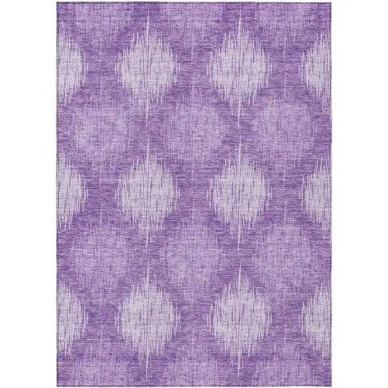 Plum Purple And Lavender Ikat Washable Indoor Outdoor Area Rug Photo 2