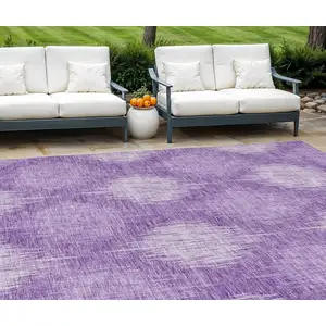 Photo of Plum Purple And Lavender Ikat Washable Indoor Outdoor Area Rug